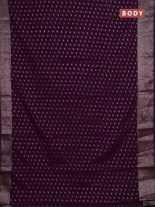 Semi chiniya silk saree purple with allover thread & zari woven buttas and woven border