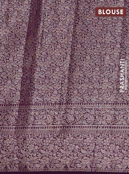 Semi chiniya silk saree purple with allover thread & zari woven buttas and woven border