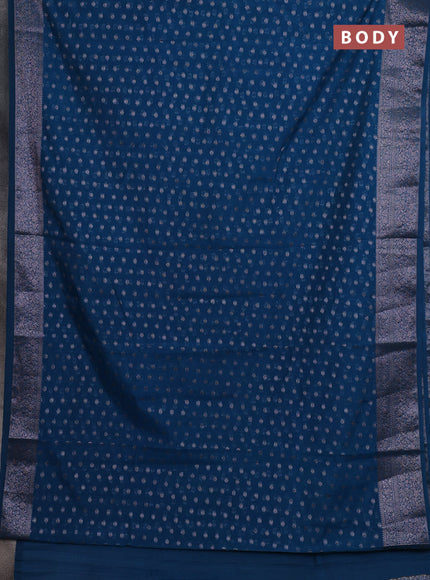 Semi chiniya silk saree cs blue with allover thread & zari woven buttas and woven border
