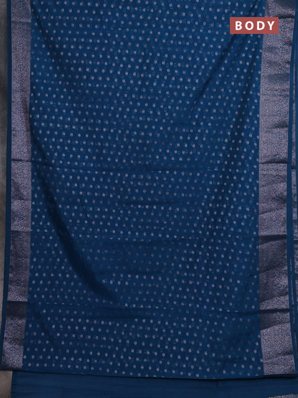 Semi chiniya silk saree cs blue with allover thread & zari woven buttas and woven border