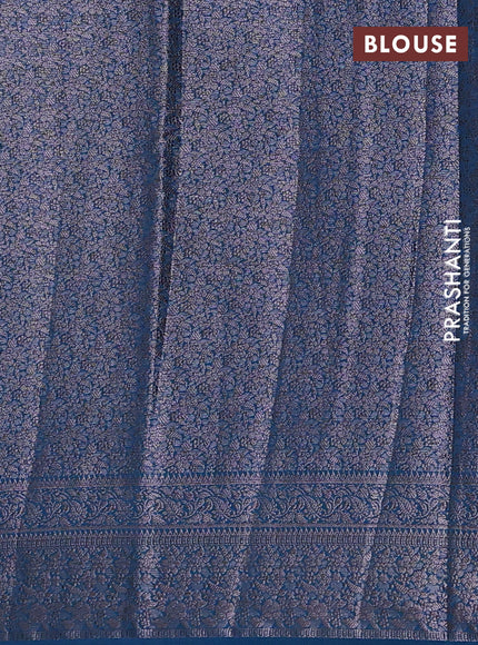 Semi chiniya silk saree cs blue with allover thread & zari woven buttas and woven border