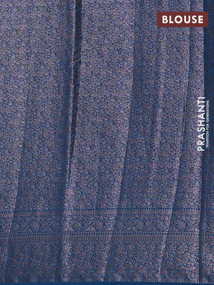 Semi chiniya silk saree cs blue with allover thread & zari woven buttas and woven border