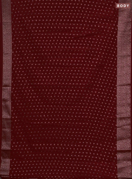 Semi chiniya silk saree red with allover thread & zari woven buttas and woven border