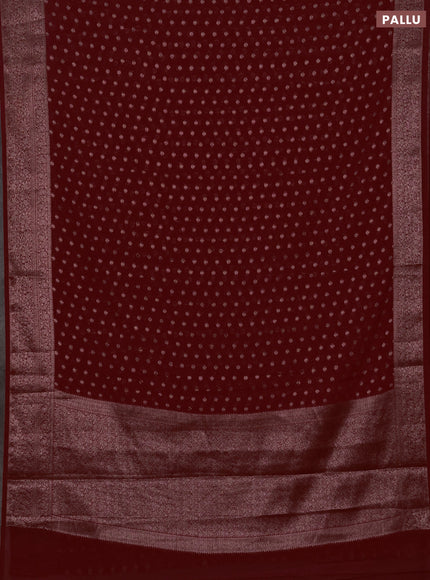 Semi chiniya silk saree red with allover thread & zari woven buttas and woven border