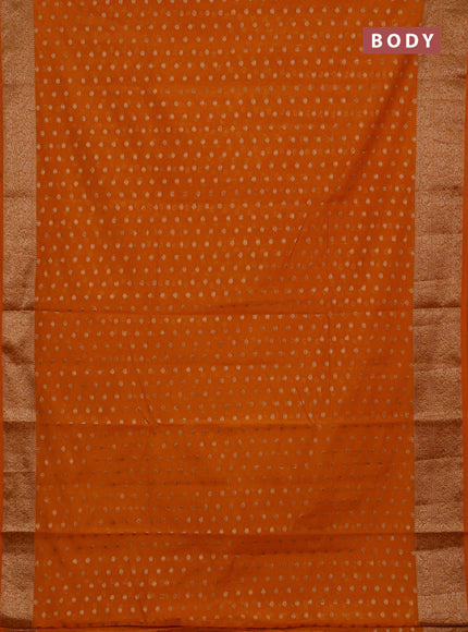Semi chiniya silk saree mango yellow with allover thread & zari woven buttas and woven border