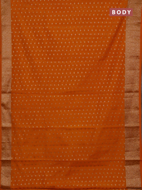 Semi chiniya silk saree mango yellow with allover thread & zari woven buttas and woven border
