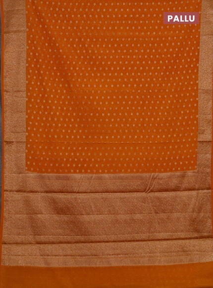 Semi chiniya silk saree mango yellow with allover thread & zari woven buttas and woven border