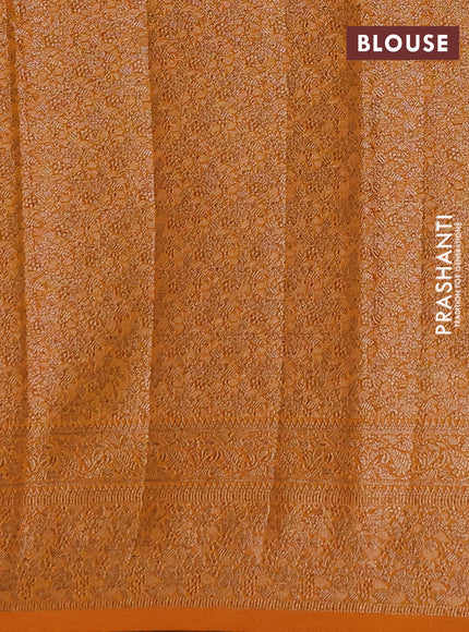 Semi chiniya silk saree mango yellow with allover thread & zari woven buttas and woven border