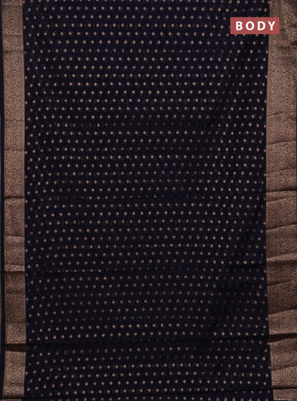 Semi chiniya silk saree navy blue with allover thread & zari woven buttas and woven border