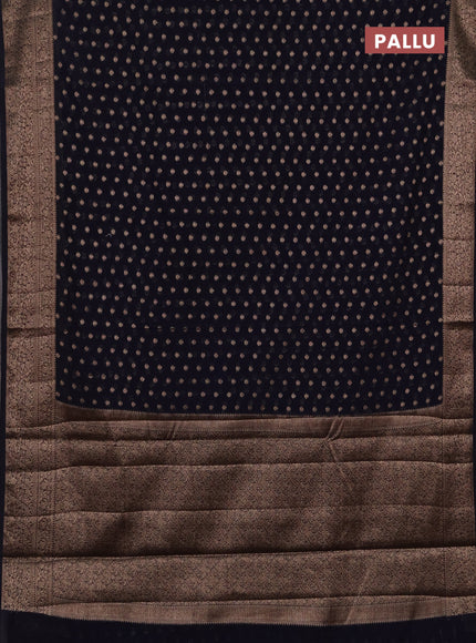 Semi chiniya silk saree navy blue with allover thread & zari woven buttas and woven border