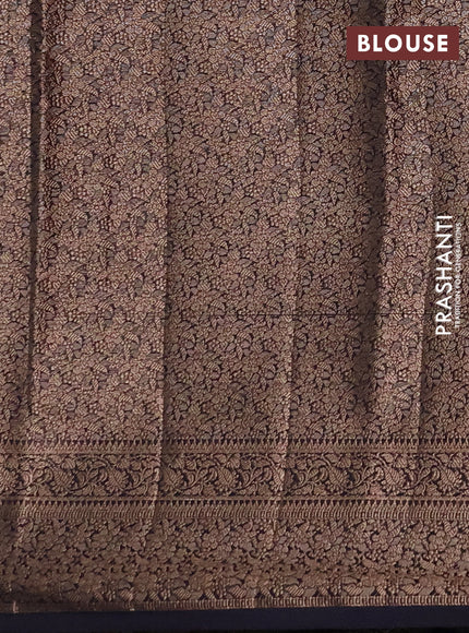 Semi chiniya silk saree navy blue with allover thread & zari woven buttas and woven border