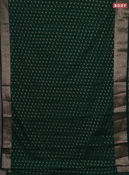Semi chiniya silk saree green with allover thread & zari woven buttas and woven border