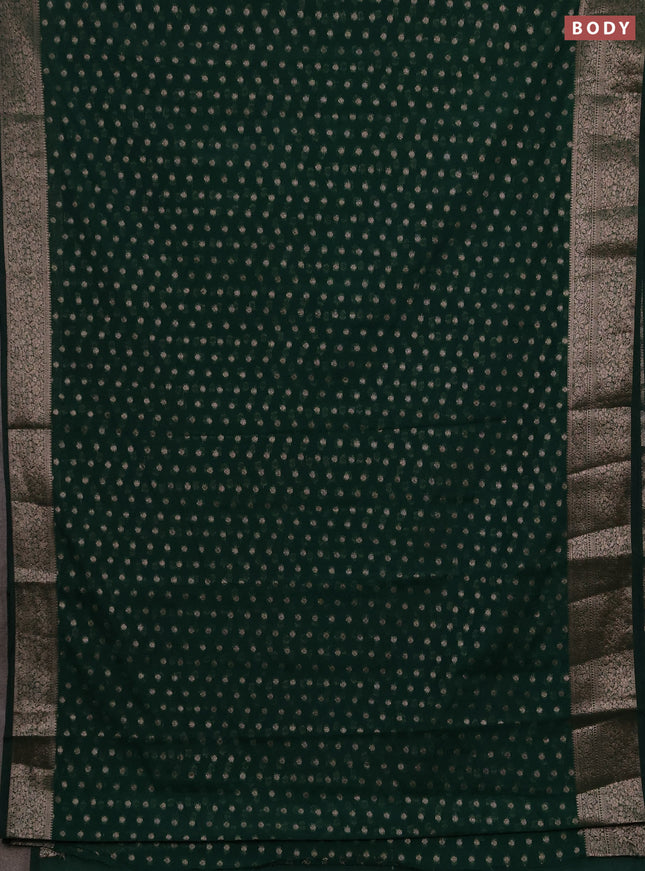 Semi chiniya silk saree green with allover thread & zari woven buttas and woven border