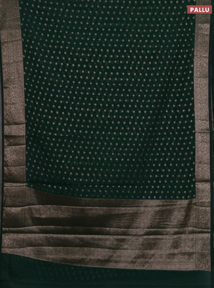 Semi chiniya silk saree green with allover thread & zari woven buttas and woven border