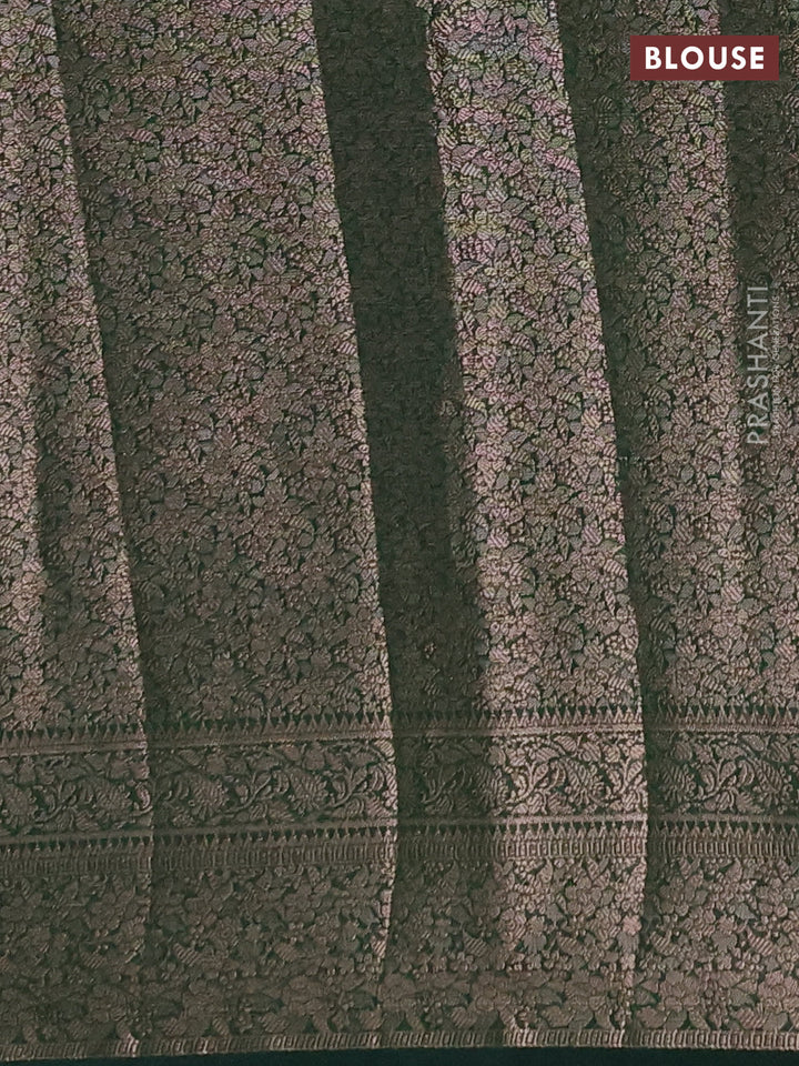Semi chiniya silk saree green with allover thread & zari woven buttas and woven border