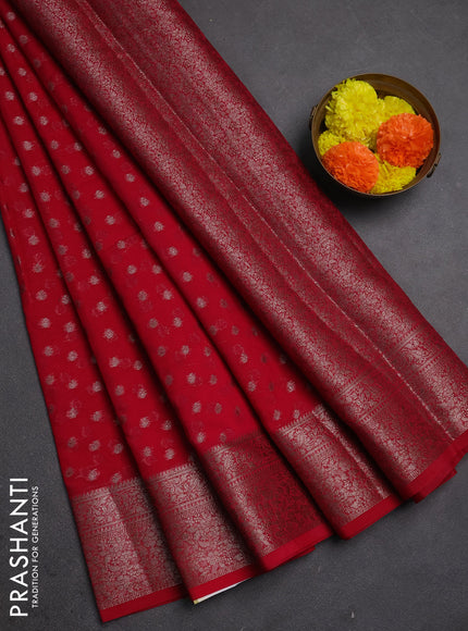 Semi chiniya silk saree pink with allover thread & zari woven buttas and woven border