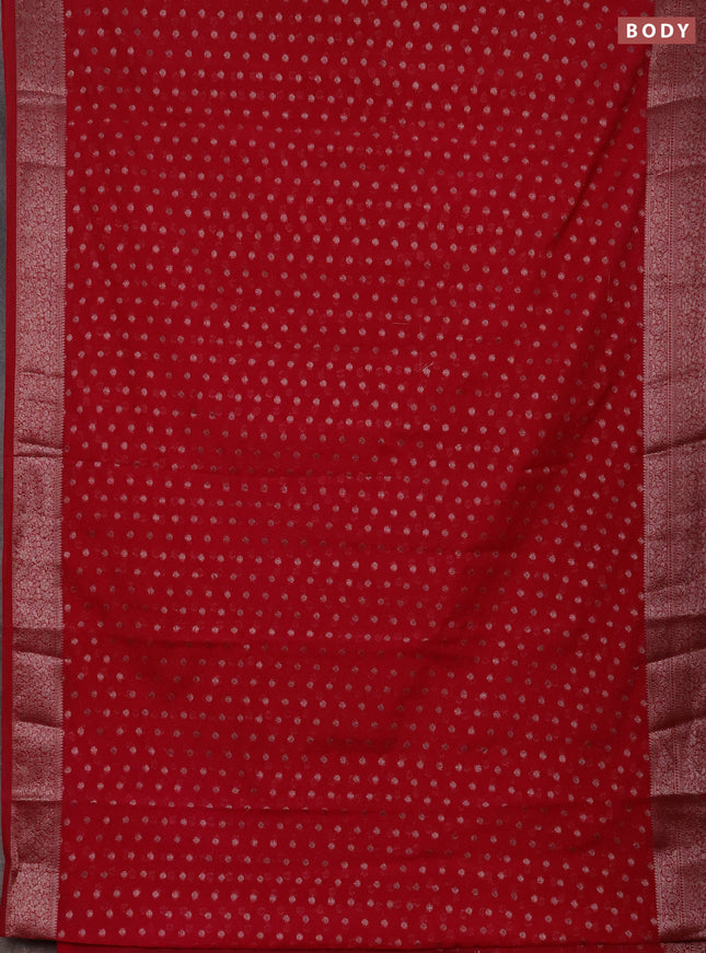 Semi chiniya silk saree pink with allover thread & zari woven buttas and woven border