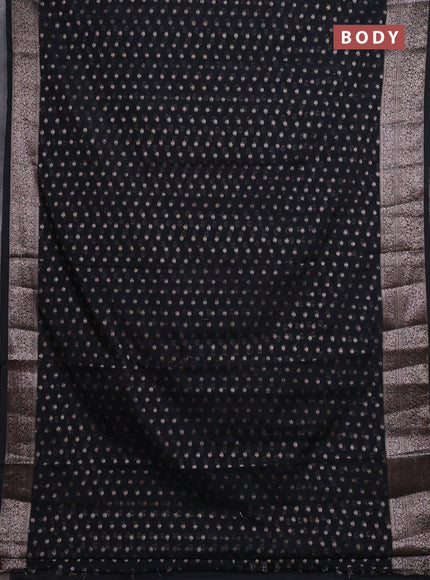 Semi chiniya silk saree black with allover thread & zari woven buttas and woven border