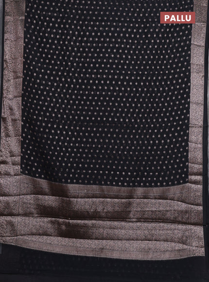 Semi chiniya silk saree black with allover thread & zari woven buttas and woven border