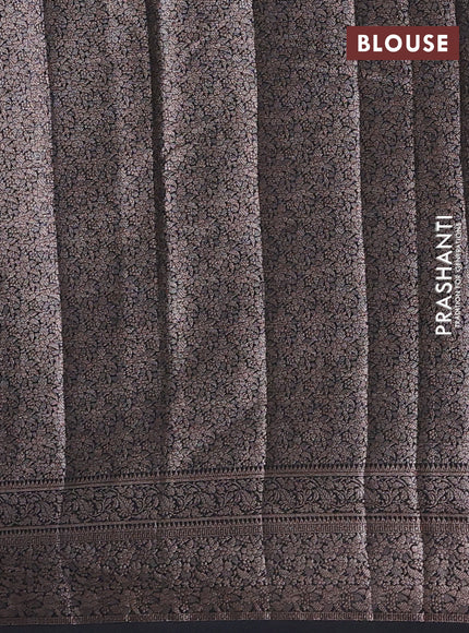 Semi chiniya silk saree black with allover thread & zari woven buttas and woven border