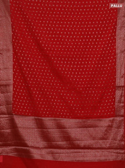 Semi chiniya silk saree red with allover thread & zari woven buttas and woven border