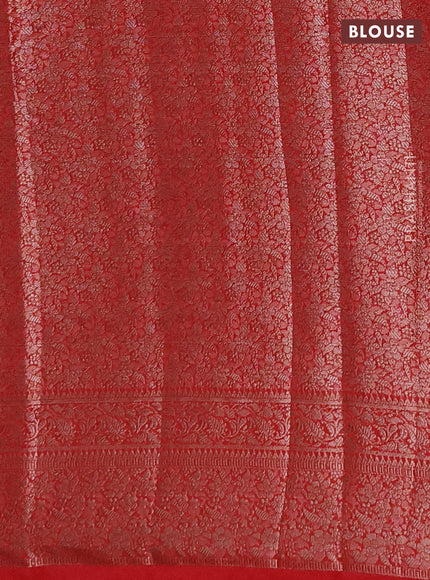 Semi chiniya silk saree red with allover thread & zari woven buttas and woven border