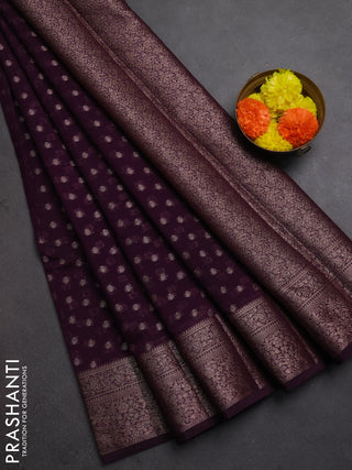 Semi chiniya silk saree purple with allover thread & zari woven buttas and woven border