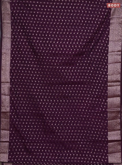 Semi chiniya silk saree purple with allover thread & zari woven buttas and woven border