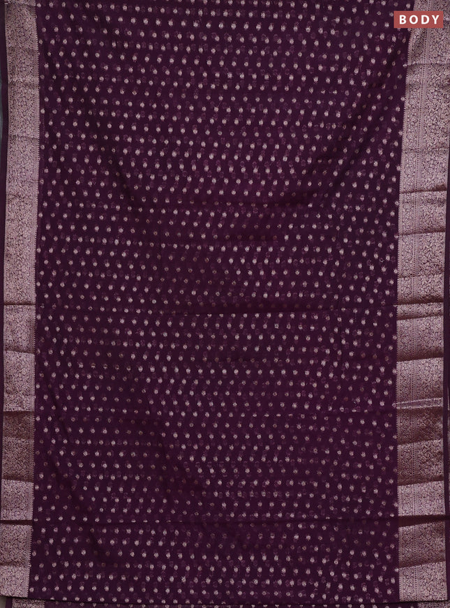 Semi chiniya silk saree purple with allover thread & zari woven buttas and woven border