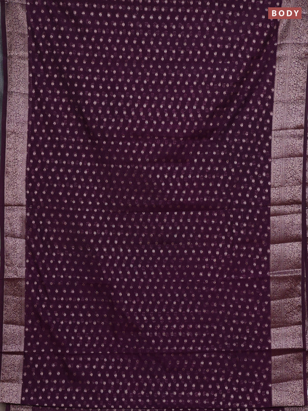 Semi chiniya silk saree purple with allover thread & zari woven buttas and woven border