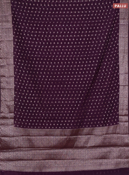 Semi chiniya silk saree purple with allover thread & zari woven buttas and woven border
