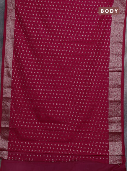 Semi chiniya silk saree pink with allover thread & zari woven buttas and woven border