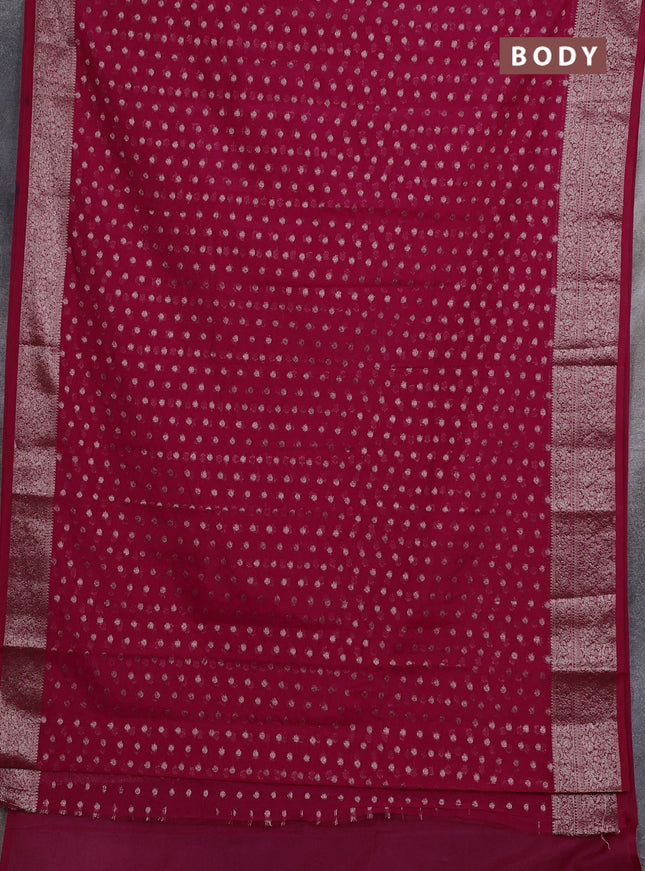 Semi chiniya silk saree pink with allover thread & zari woven buttas and woven border