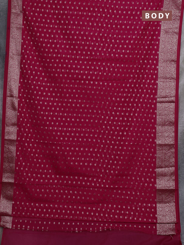 Semi chiniya silk saree pink with allover thread & zari woven buttas and woven border