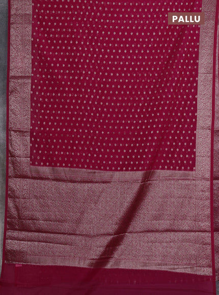 Semi chiniya silk saree pink with allover thread & zari woven buttas and woven border