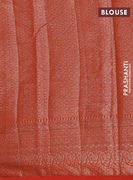Semi chiniya silk saree rustic orange with allover thread & zari weaves and woven border