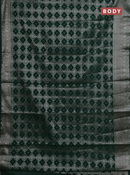 Semi chiniya silk saree bottle green with allover thread & zari weaves and woven border
