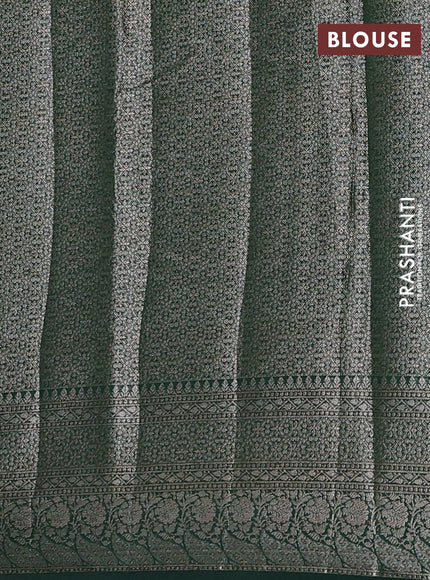 Semi chiniya silk saree bottle green with allover thread & zari weaves and woven border