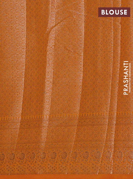 Semi chiniya silk saree mango yellow with allover thread & zari weaves and woven border