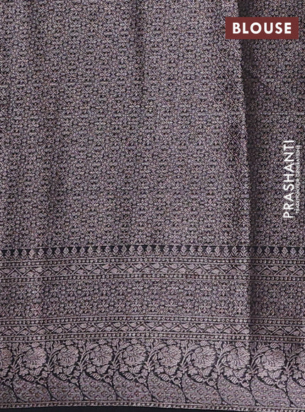 Semi chiniya silk saree black with allover thread & zari weaves and woven border