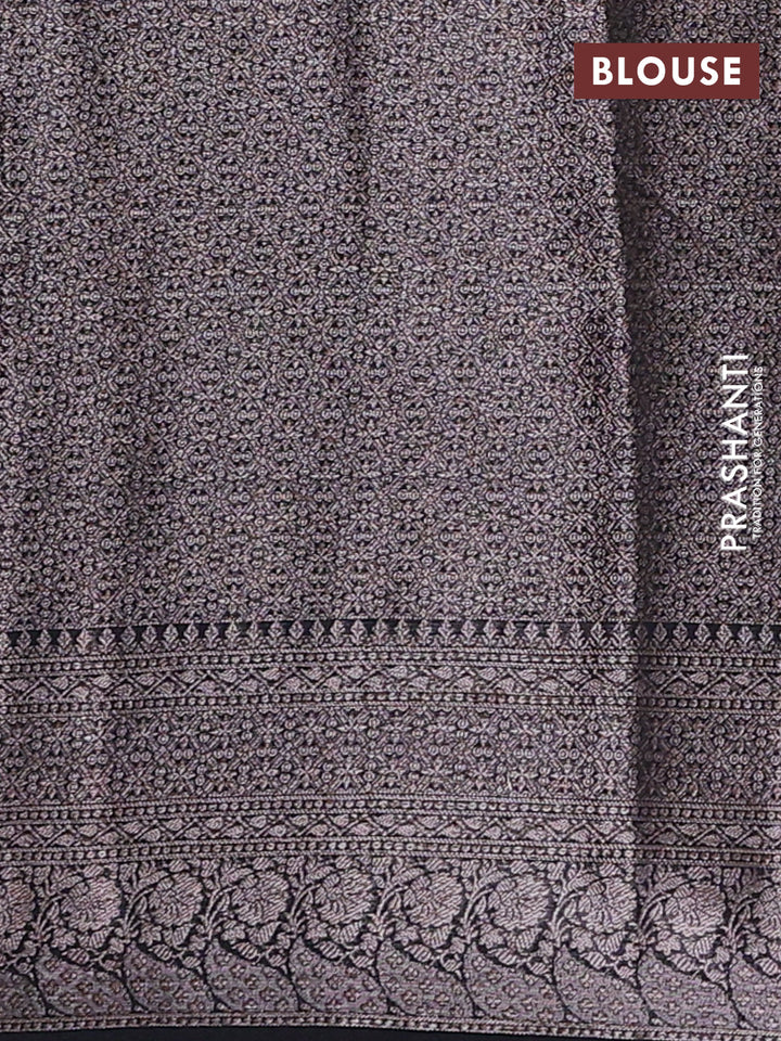 Semi chiniya silk saree black with allover thread & zari weaves and woven border