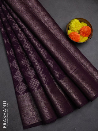 Semi chiniya silk saree purple with allover thread & zari weaves and woven border