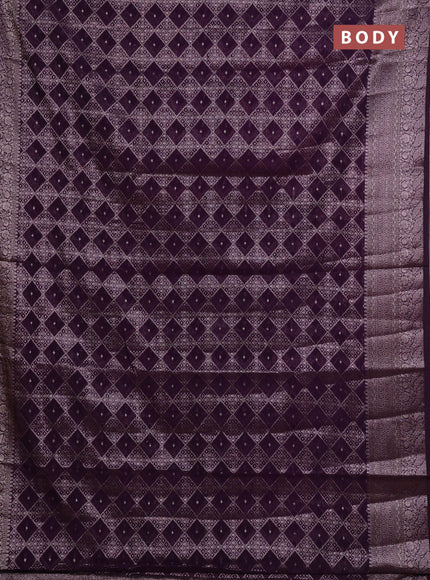 Semi chiniya silk saree purple with allover thread & zari weaves and woven border