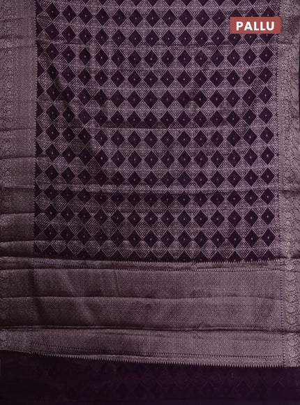 Semi chiniya silk saree purple with allover thread & zari weaves and woven border