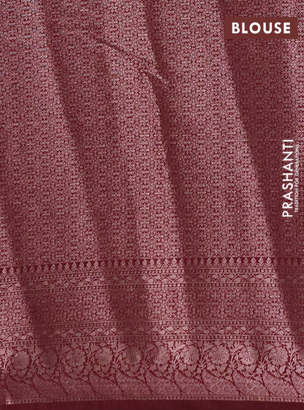 Semi chiniya silk saree wine shade with allover thread & zari weaves and woven border