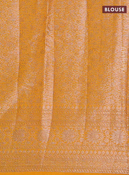 Semi chiniya silk saree mango yellow with allover thread & zari woven buttas and woven border