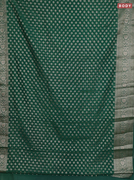Semi chiniya silk saree green with allover thread & zari woven buttas and woven border