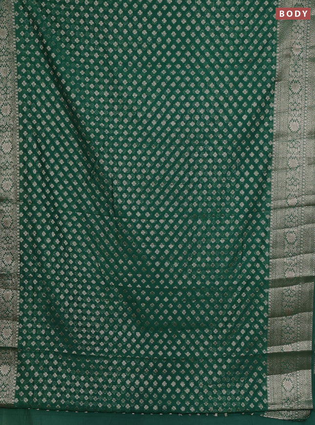 Semi chiniya silk saree green with allover thread & zari woven buttas and woven border