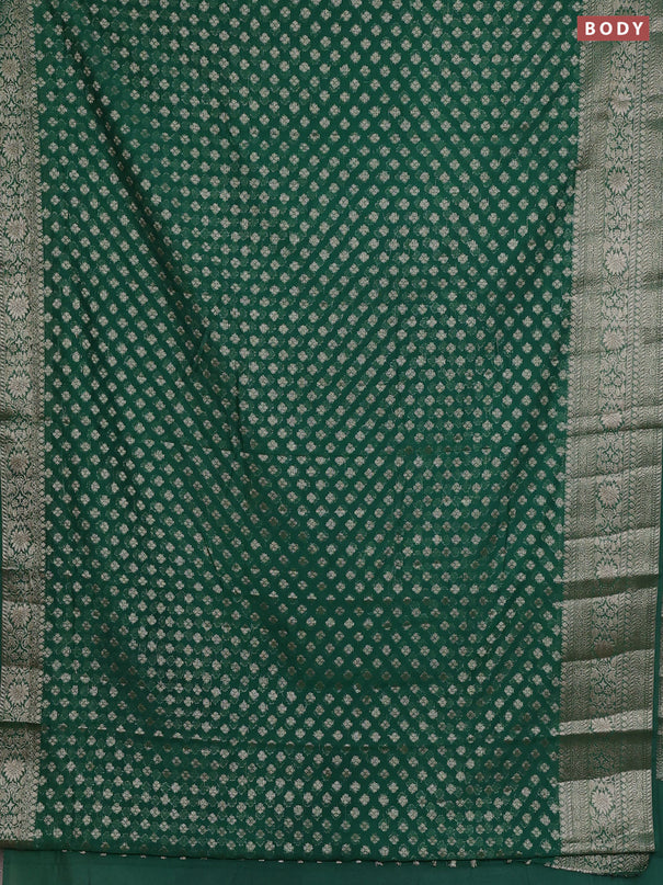 Semi chiniya silk saree green with allover thread & zari woven buttas and woven border