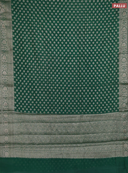 Semi chiniya silk saree green with allover thread & zari woven buttas and woven border